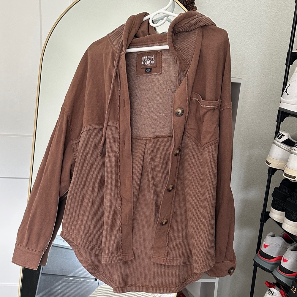 American Eagle Outfitters Brown Textured Hoodie